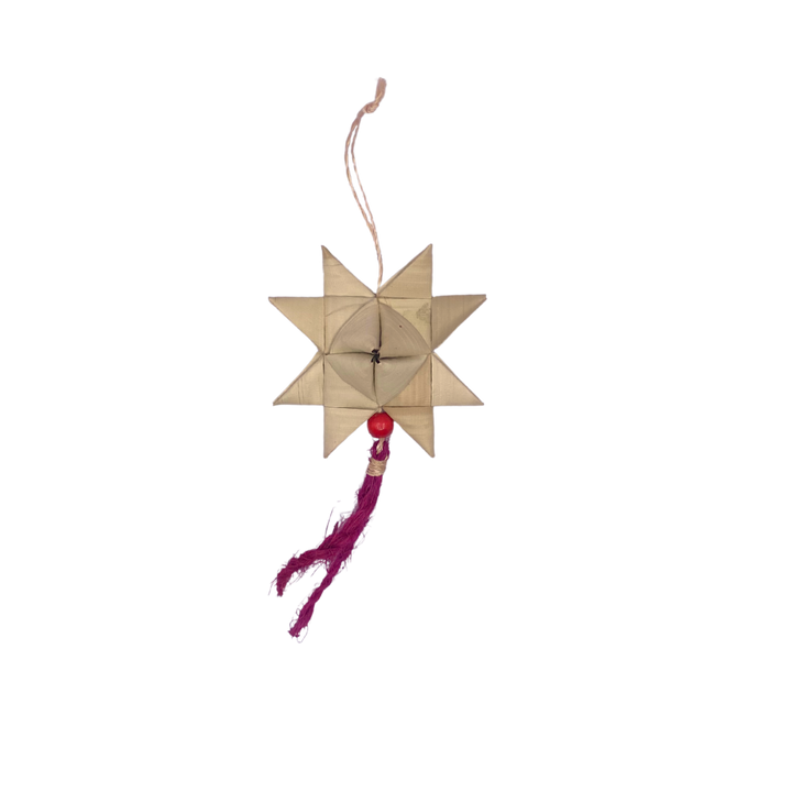 Roots Sorsogon Collection Woven Buri Star Ornament with Coco Coir Tassel