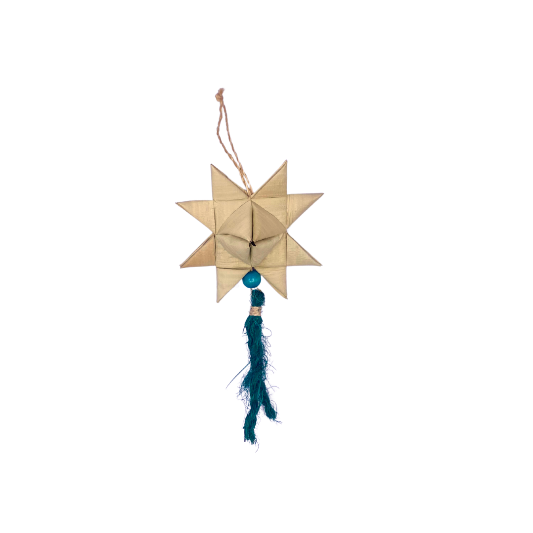 Roots Sorsogon Collection Woven Buri Star Ornament with Coco Coir Tassel