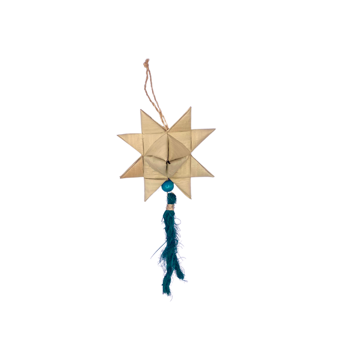 Roots Sorsogon Collection Woven Buri Star Ornament with Coco Coir Tassel