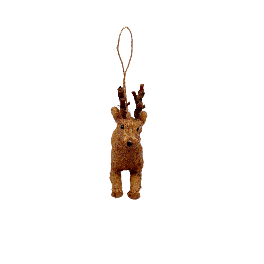 Coco Coir Woven Reindeer Ornament