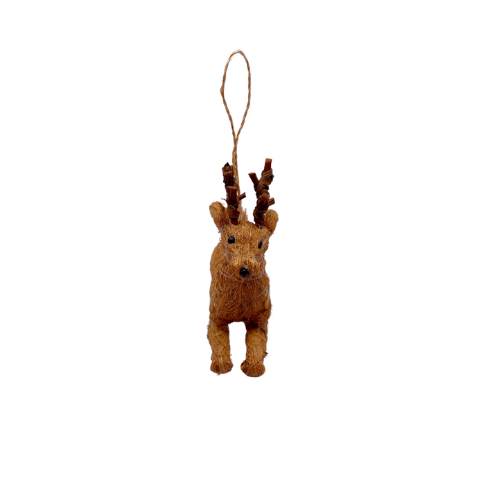 Coco Coir Woven Reindeer Ornament