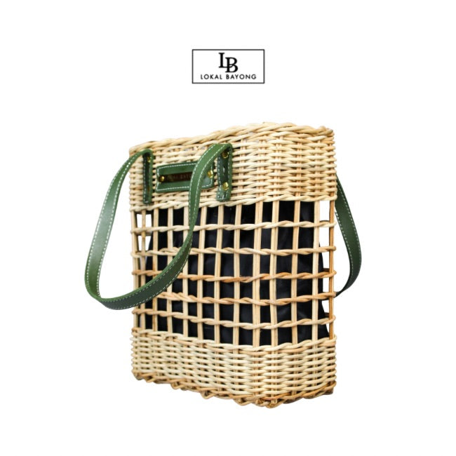 Lokal Bayong Casey Vegan Leather/Hand-Woven Sling Bag