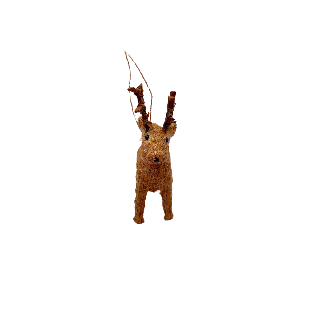 Coco Coir Woven Reindeer Ornament