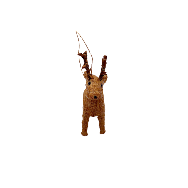 Coco Coir Woven Reindeer Ornament
