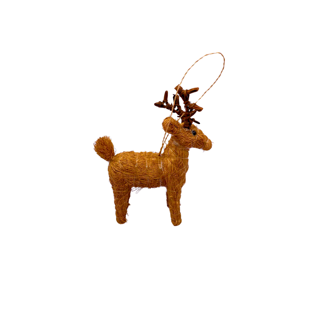 Coco Coir Woven Reindeer Ornament