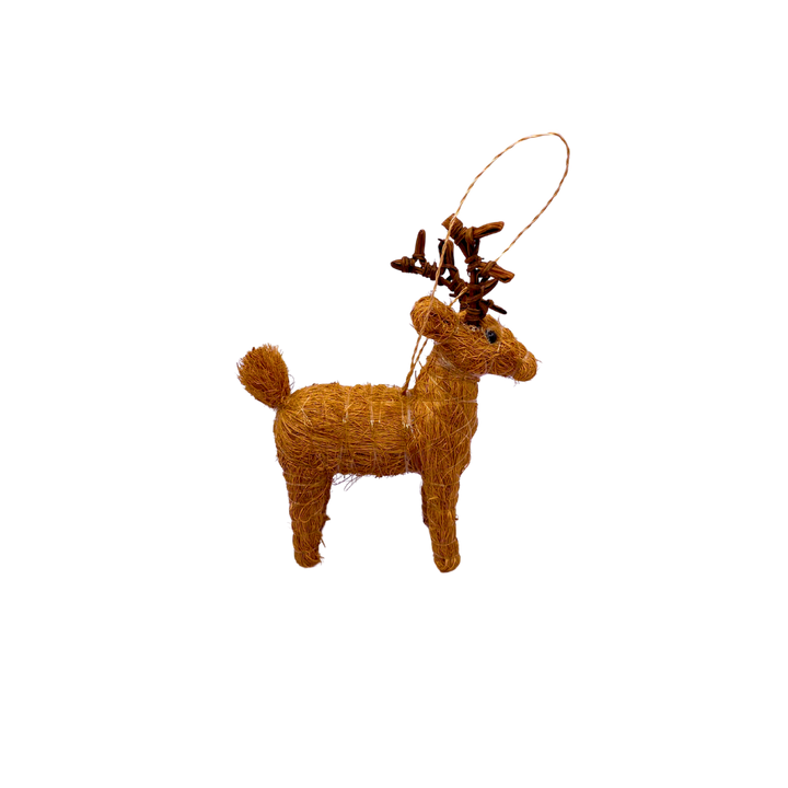 Coco Coir Woven Reindeer Ornament