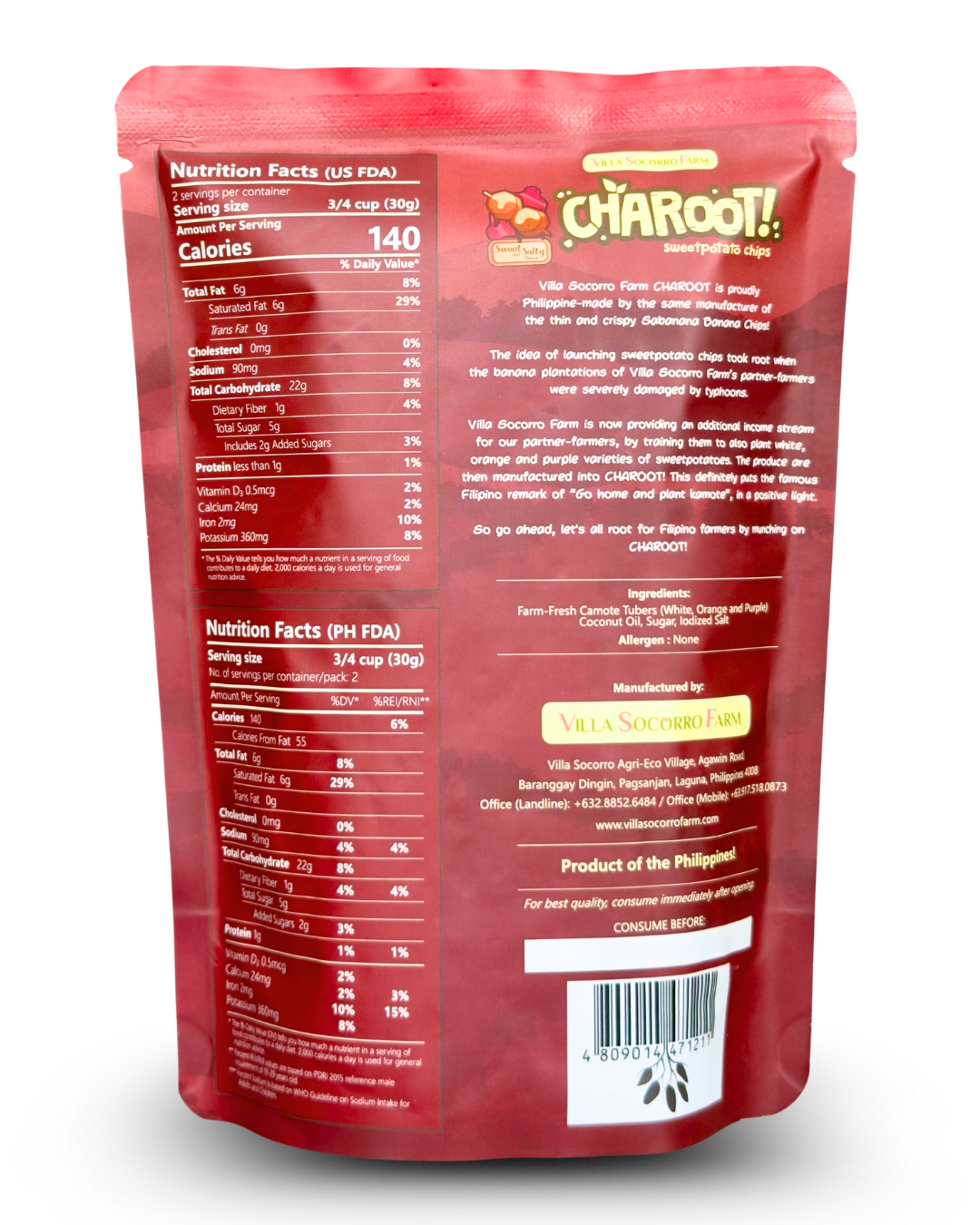 Villa Socorro Farm Charoot Camote (Sweet Potato) Chips