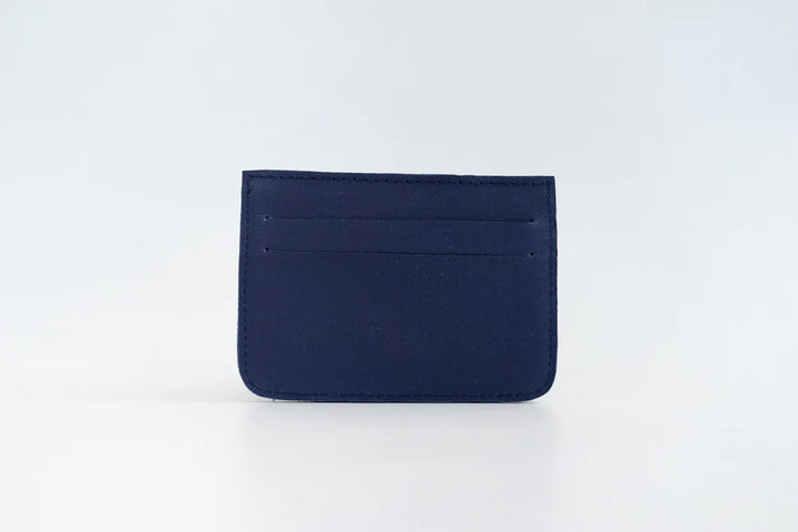 Woven Card Holder - Navy Blue Leather