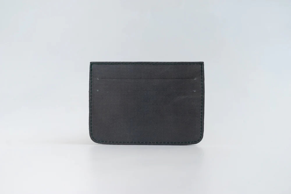 Woven Card Holder - Sage Green Leather