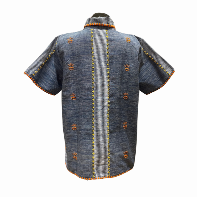 HeritageFinds Tiniri Weave Men's Polo with Itneg Embroidery