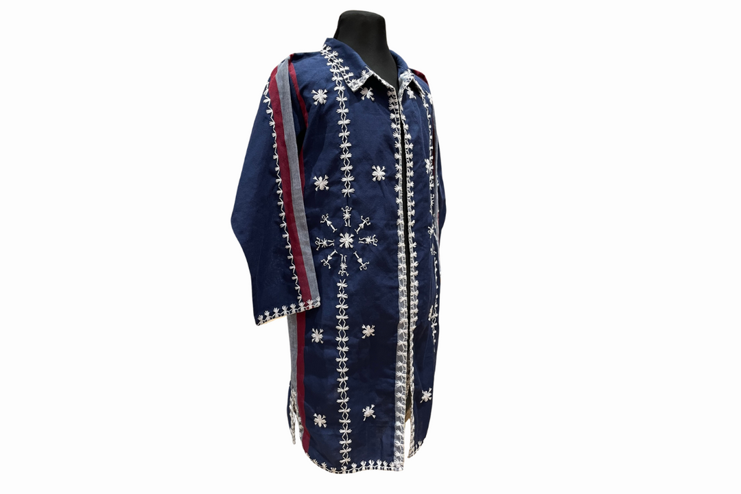 HeritageFinds Kantarines Weave Long Coat with Itneg Embroidery