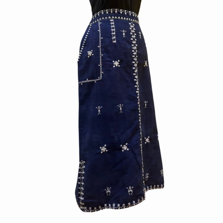 HeritageFinds Natural Dye Weave Skirt with Itneg Embroidery