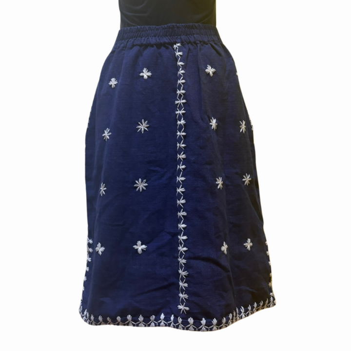 HeritageFinds Natural Dye Weave Skirt with Itneg Embroidery