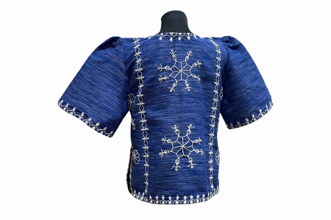 HeritageFinds Tiniri Weave Maria Clara Blouse with Itneg Embroidery