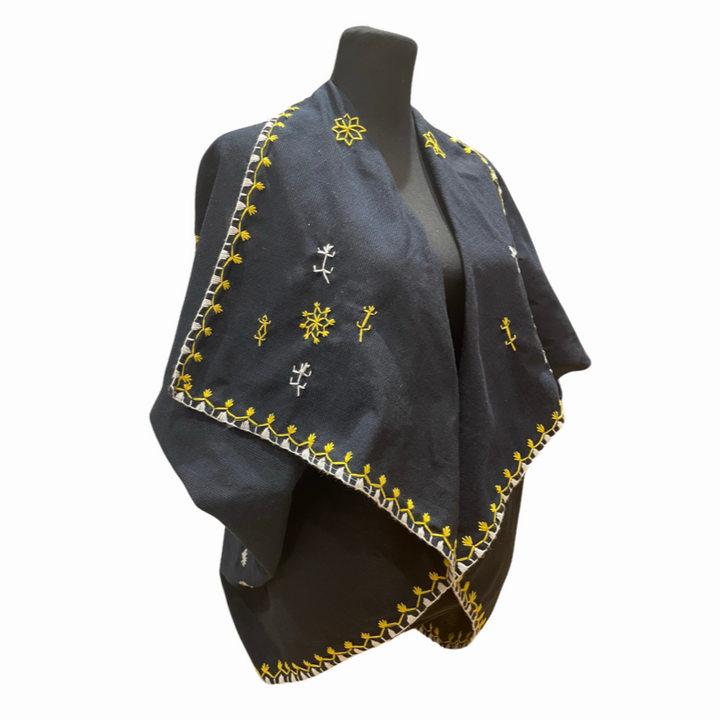 HeritageFinds Tiniri Weave Poncho with Itneg Embroidery