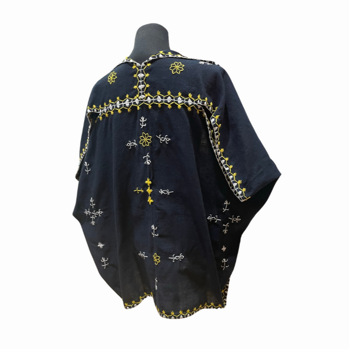 HeritageFinds Tiniri Weave Poncho with Itneg Embroidery