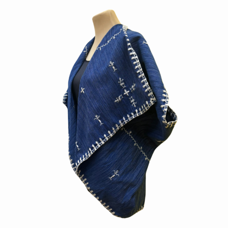 HeritageFinds Tiniri Weave Poncho with Itneg Embroidery