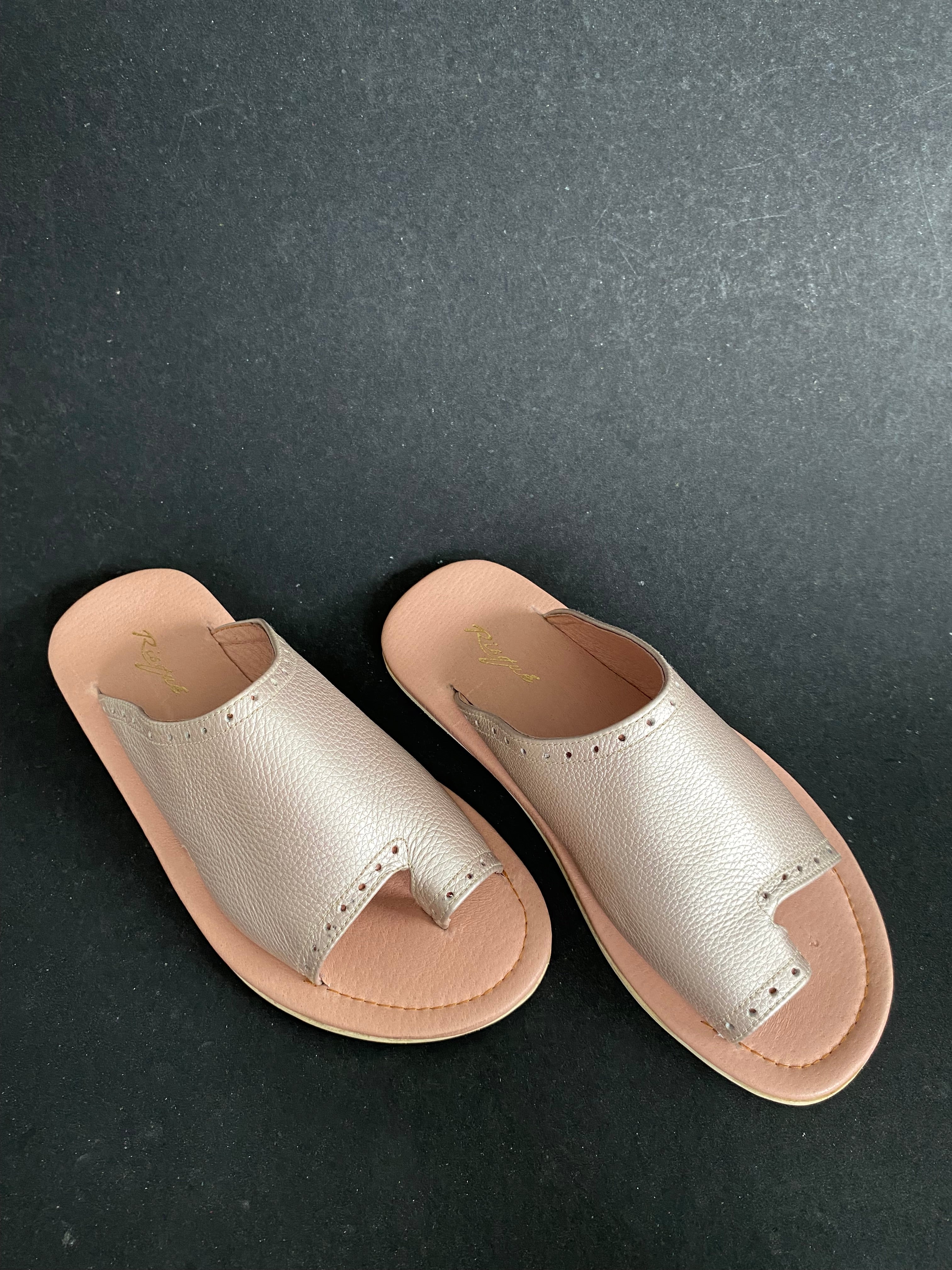 Risqué Designs Womens Genuine Leather Slides in Rosegold | Roots ...