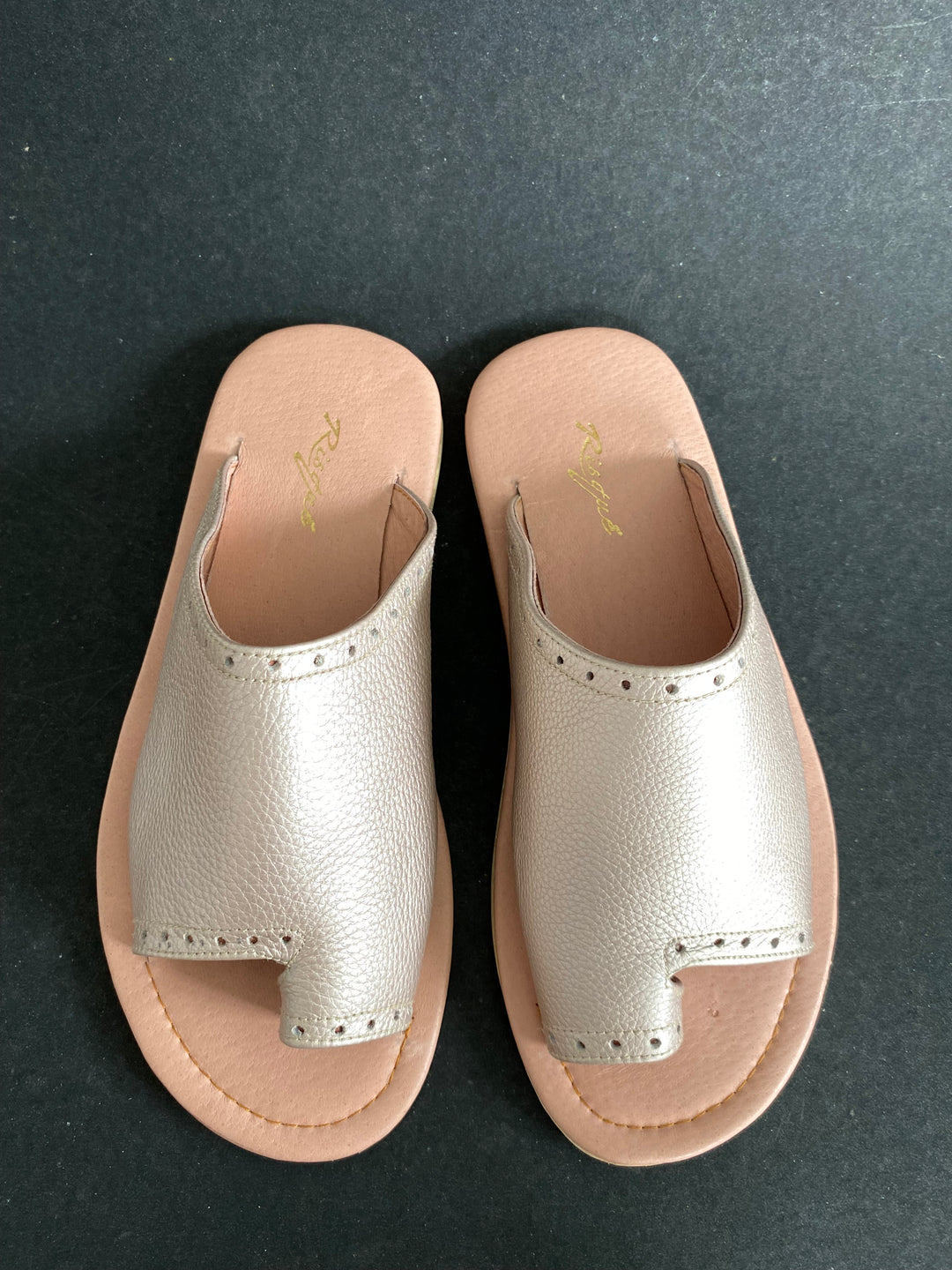 Risqué Designs Womens Genuine Leather Slides in Rosegold