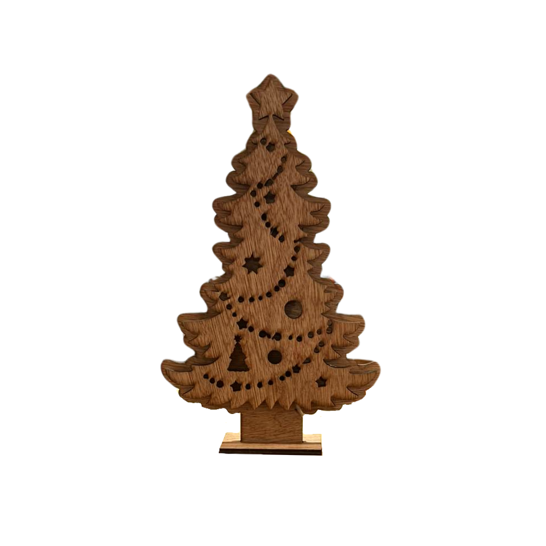 Clara Modiste Wooden Christmas Tree with Lights