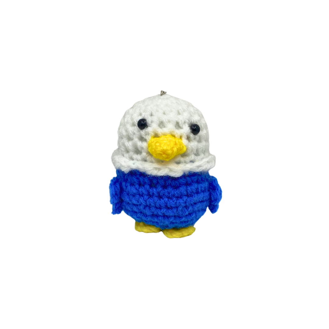 400 Lux Hand Crocheted Blue Eagle Keychain
