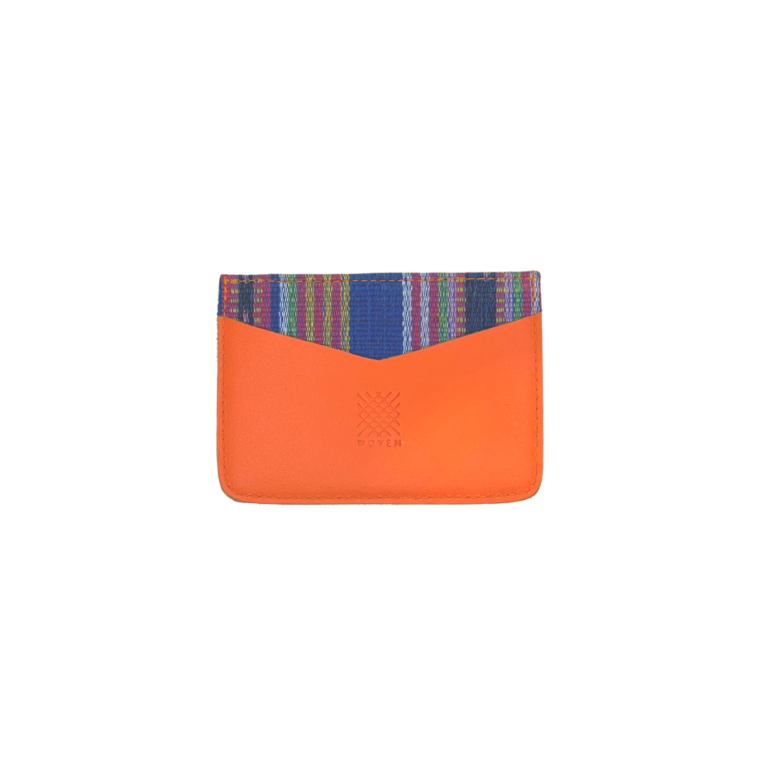 Woven Bulsa Card Holder in Orange Leather