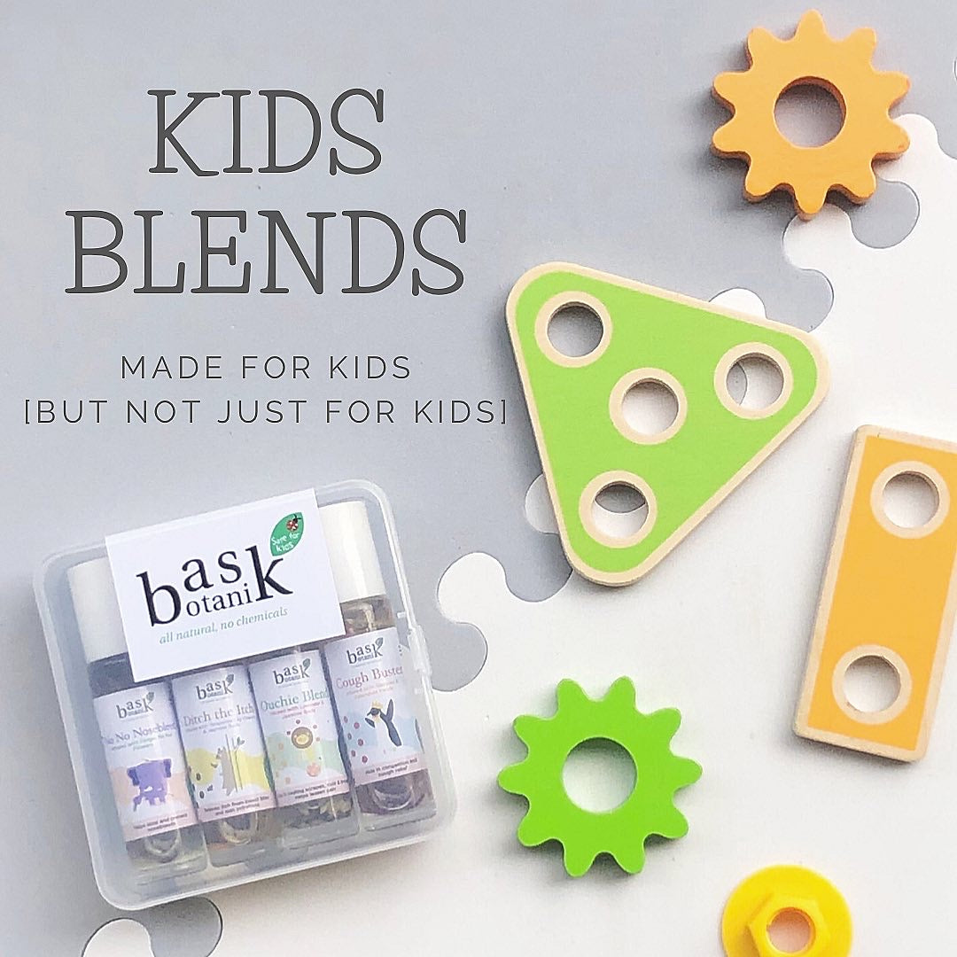 Bask Botanik Kids Set with 4 Kid-Friendly Essential Oil Rollers