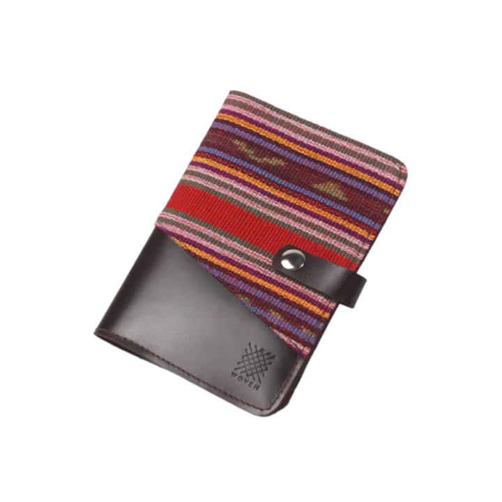 Woven Lakbay Passport Wallet - Brown Leather