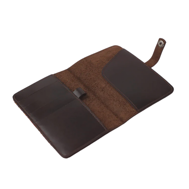 Woven Lakbay Passport Wallet - Brown Leather