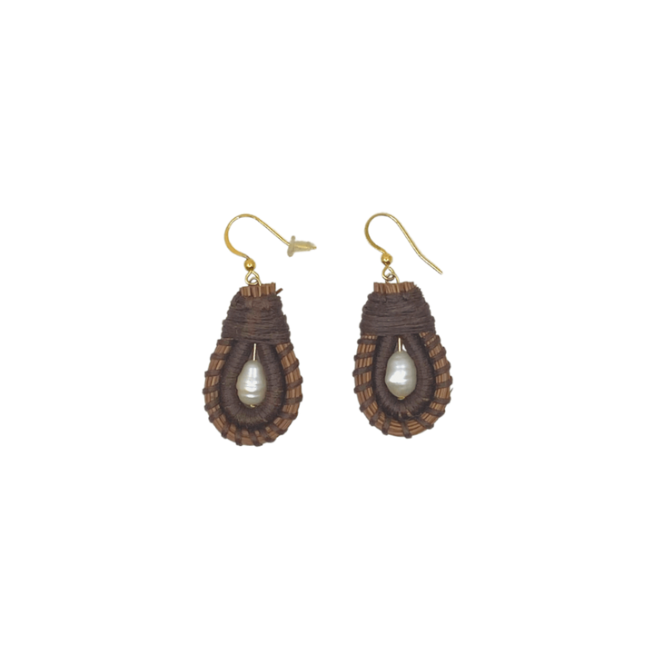 Everything is Pine Double Teardrop Earrings with Freshwater Pearls