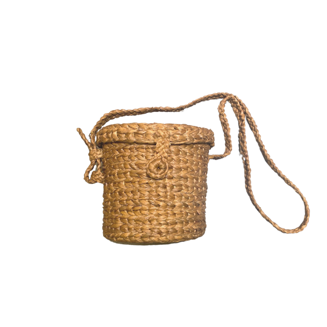Remdavies Handwoven Water Hyacinth Bucket Bag with Lid