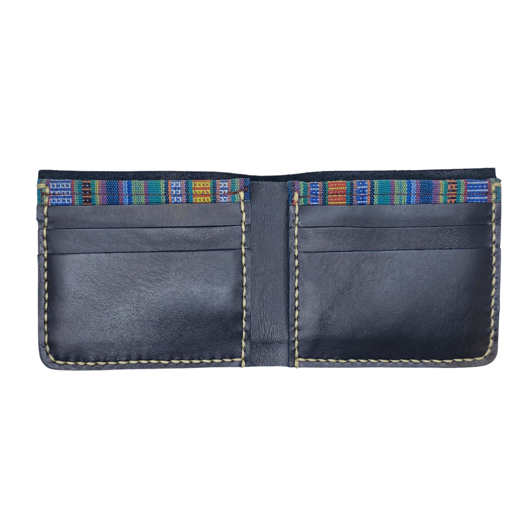 Obrano Leather and Heritage Weaves Billfold Wallet
