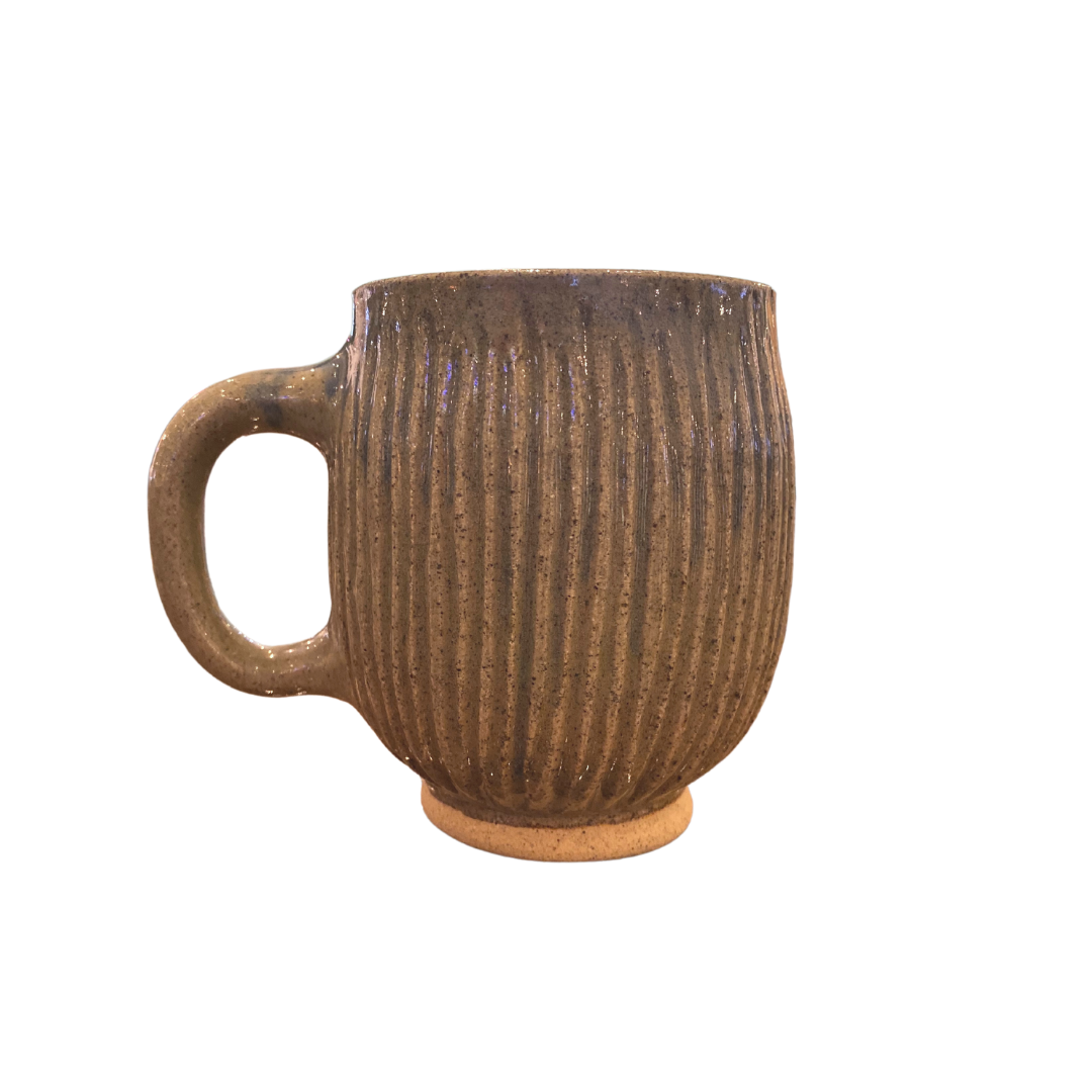 Ardeth Angway Butic Sagada Pottery Ribbed Ceramic Mug with Vertical Stripes