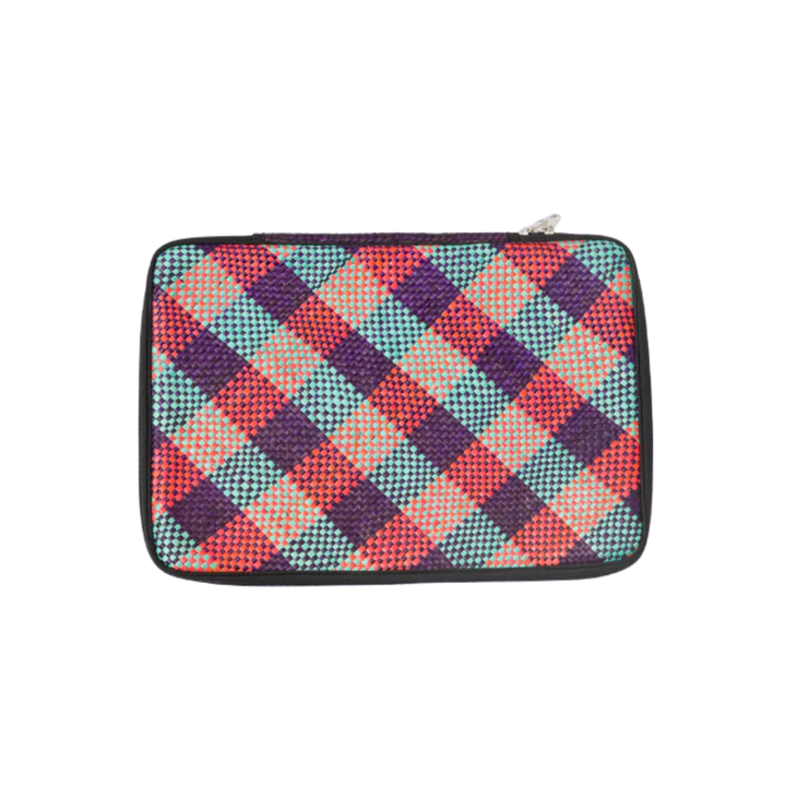Woven Abre Tikog Grass Laptop Sleeve in Plaid