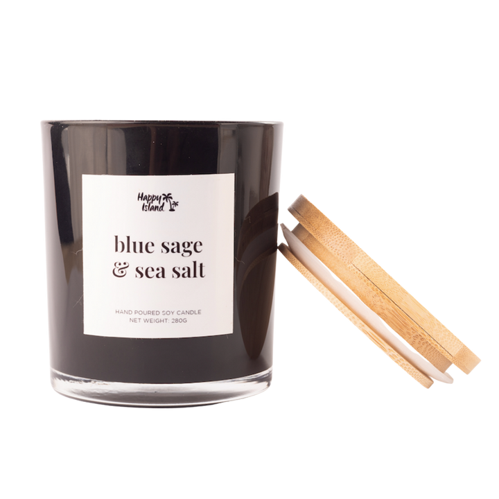 Happy Island Hand-Poured Soy Candle in Blue Sage and Sea Salt