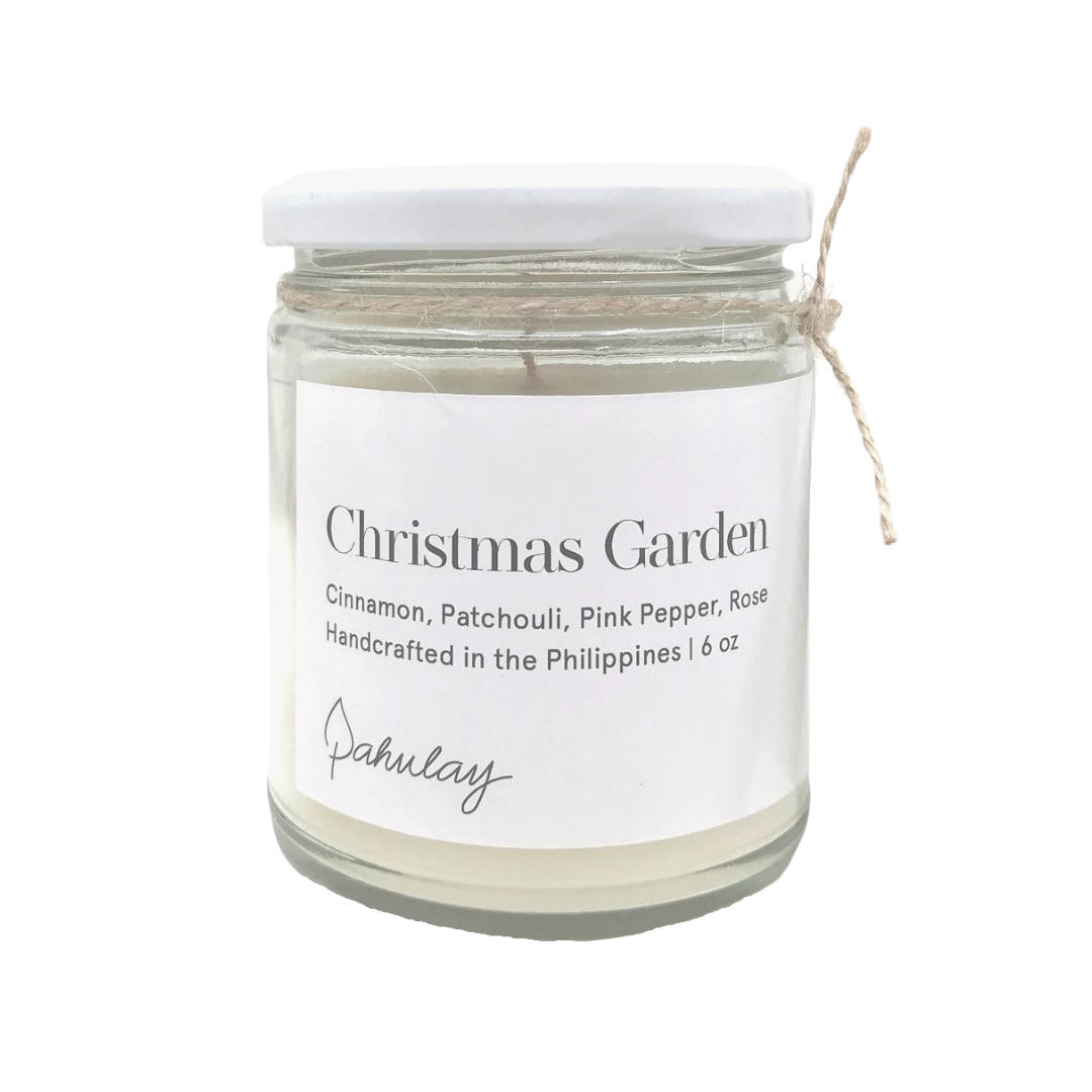 Pahulay Handcrafted Soy Palm Wax Candle in Christmas Garden