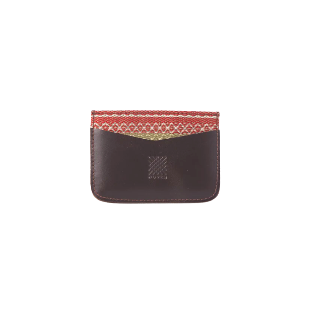 Woven Bulsa Card Holder in Brown Leather