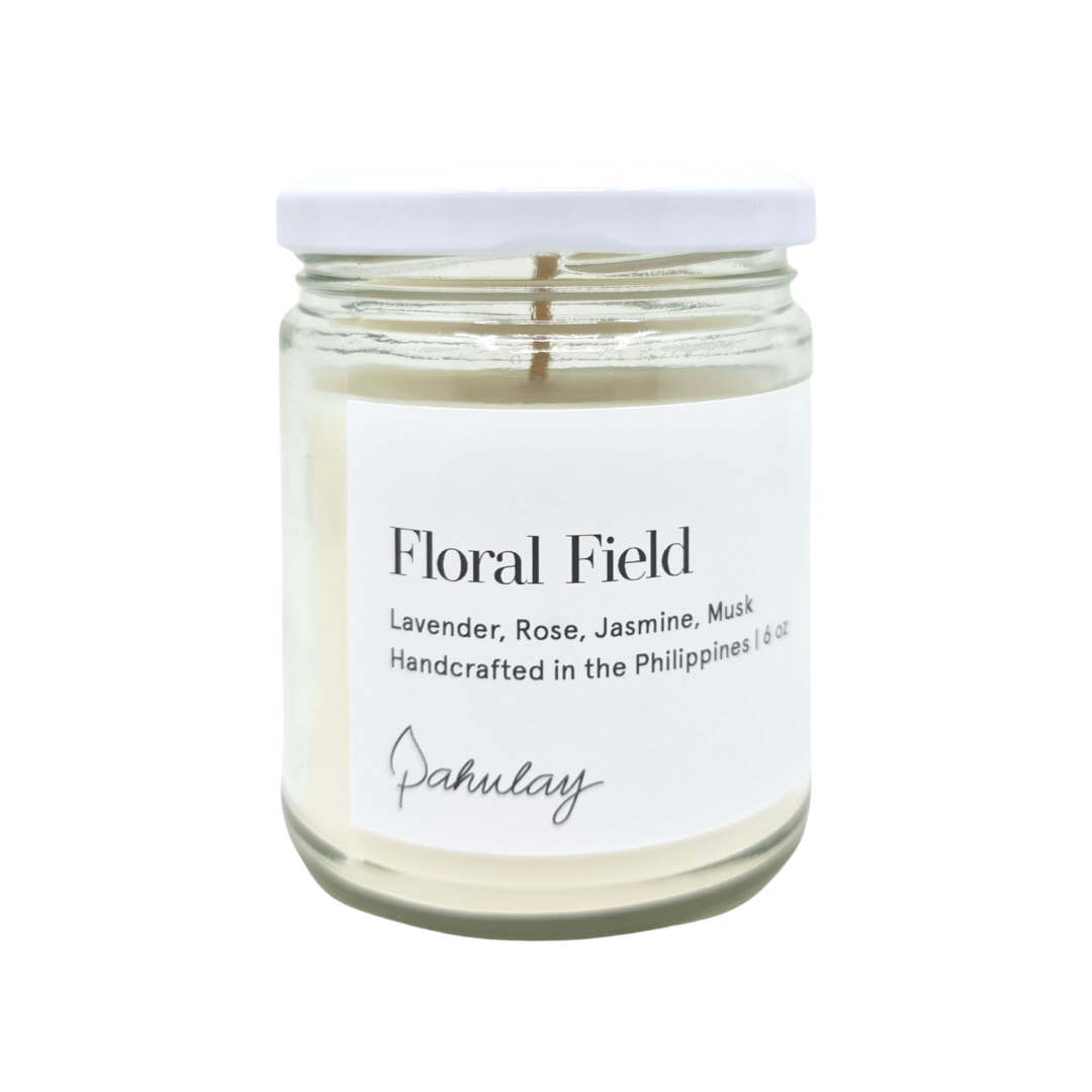 Pahulay Handcrafted Soy Palm Wax Candle in Floral Field