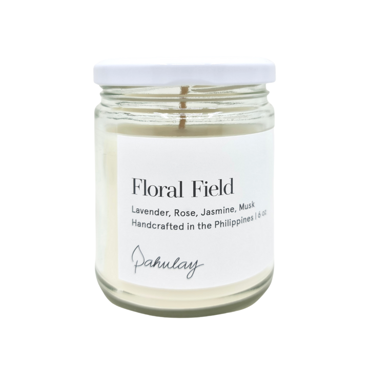Pahulay Handcrafted Soy Palm Wax Candle in Floral Field