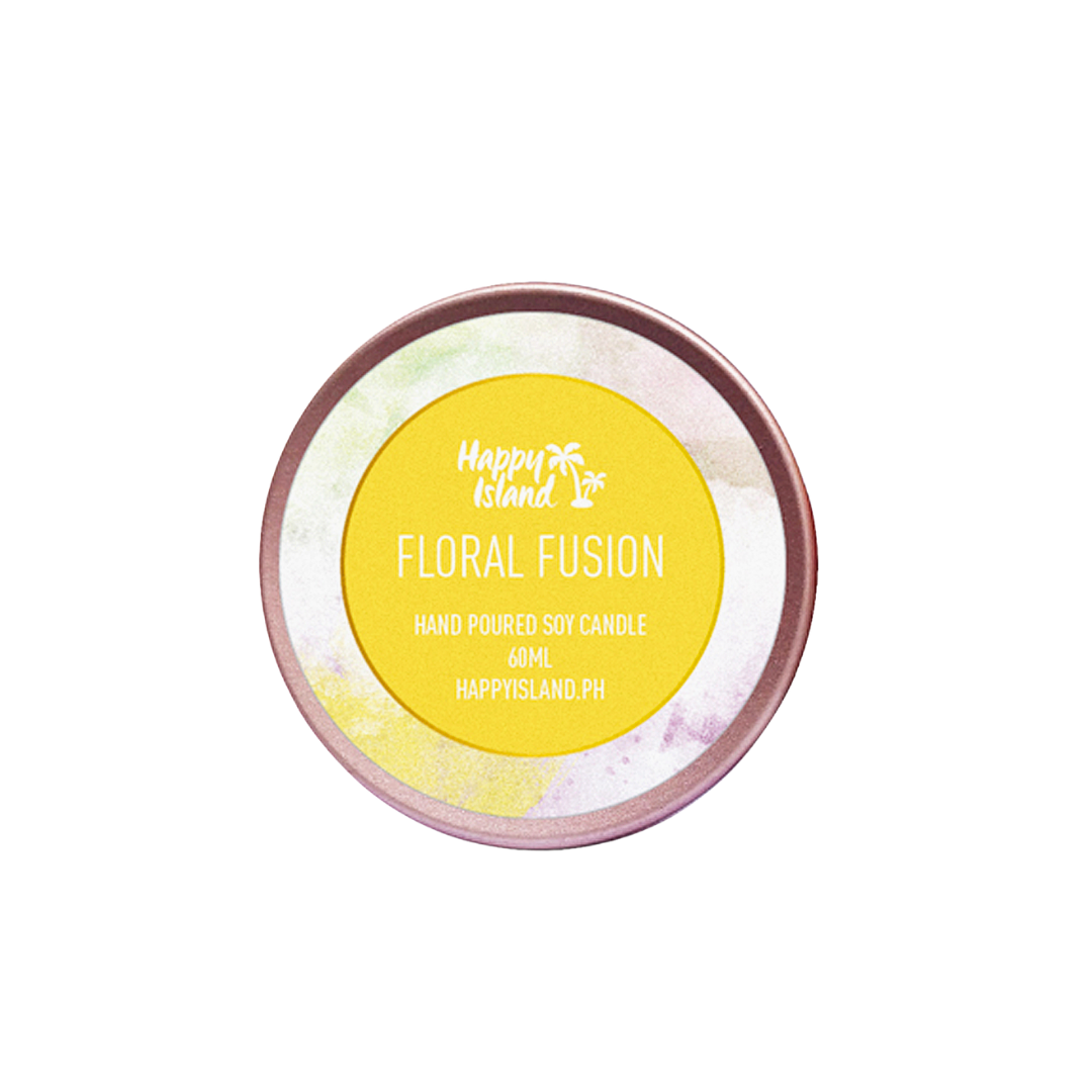 Happy Island Hand-Poured Soy Candle in Floral Fusion