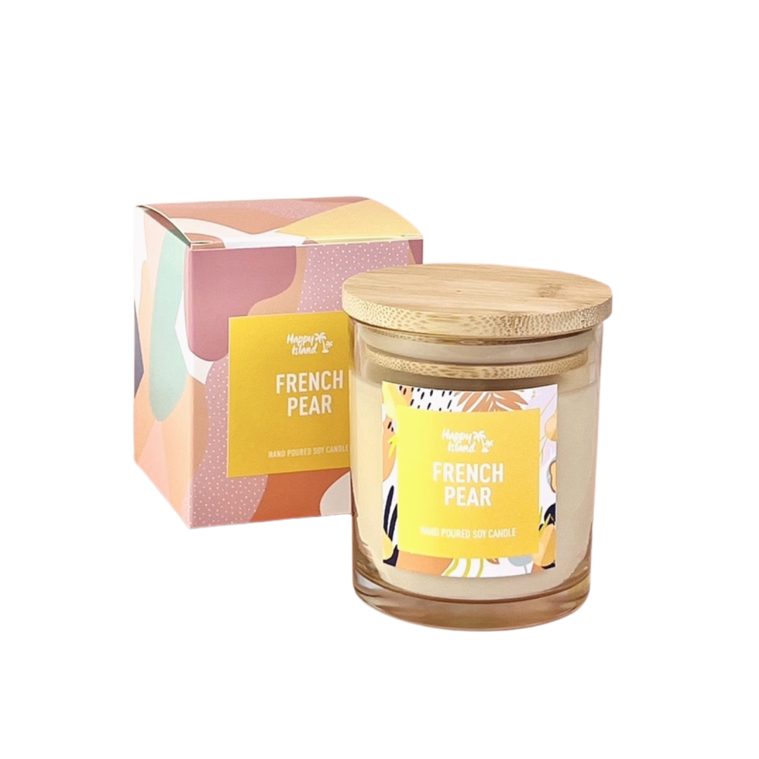Happy Island Hand-Poured Soy Candle in French Pear