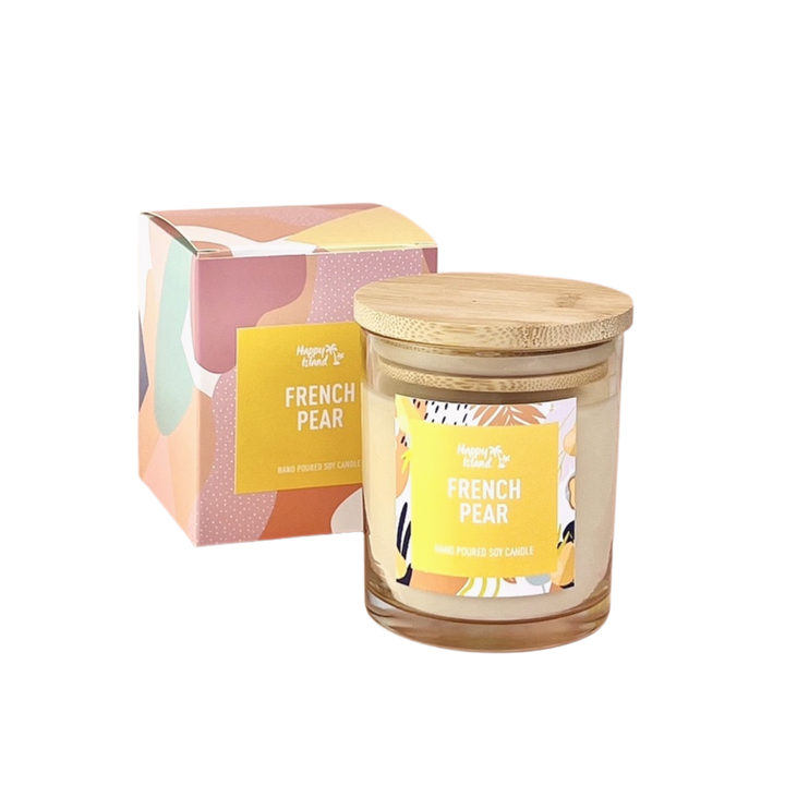 Happy Island Hand-Poured Soy Candle in French Pear