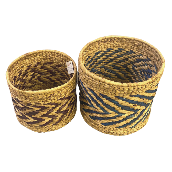 Remdavies Colored Handwoven Water Hyacinth Hamper and Planter