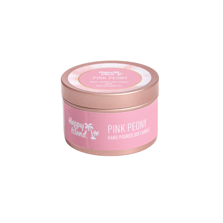 Happy Island Hand-Poured Soy Candle in Pink Peony