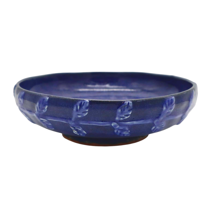 Teresita Baldo Sagada Pottery Leaves Rounded Shallow Ceramic Bowl