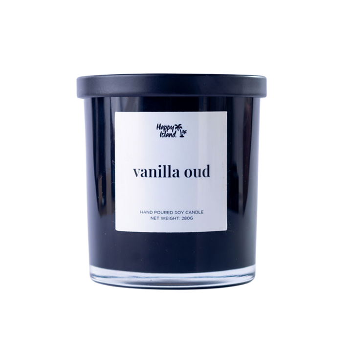 Happy Island Hand-Poured Soy Candle in Vanilla Oud