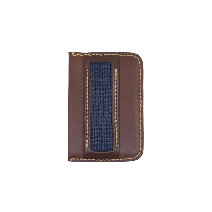 Obrano Short Leather and Heritage Weaves Minimalist Wallet