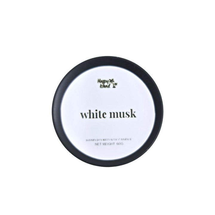 Happy Island Hand-Poured Soy Candle in White Musk