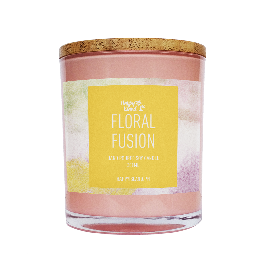 Happy Island Hand-Poured Soy Candle in Floral Fusion